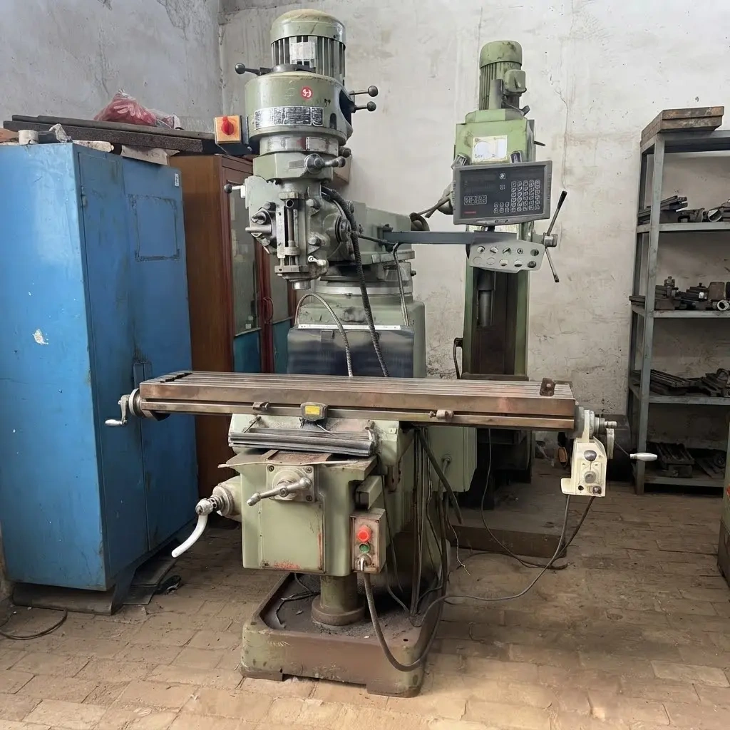 Used 4# Vertical Turret Head Milling Machine 1480kg Metal Parts Drilling & Milling Machine